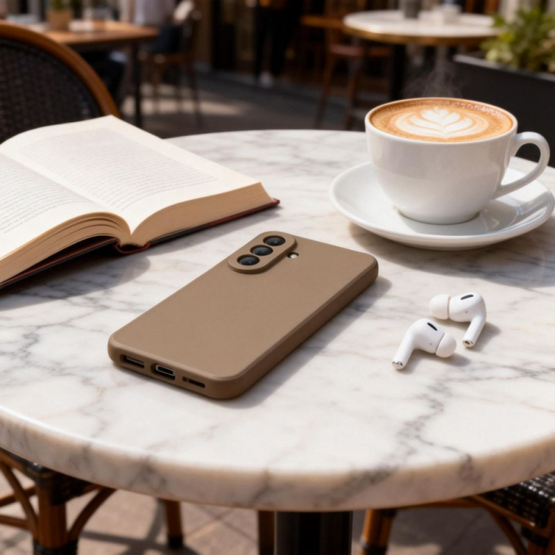 Funda de silicona Tech-Protect Icon para Samsung Galaxy A27 5G, marrón