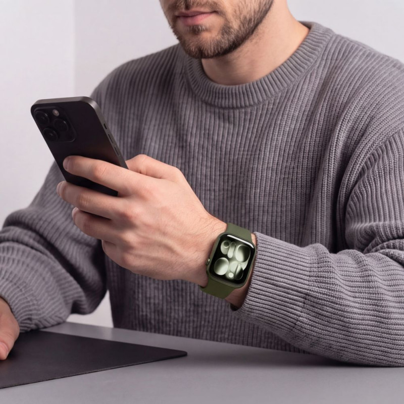 Correa de silicona Tech-Protect para Apple Watch 8 / 9 / 10 / 11 / 12 / SE / Ultra 44/45/46/49 mm, verde oliva