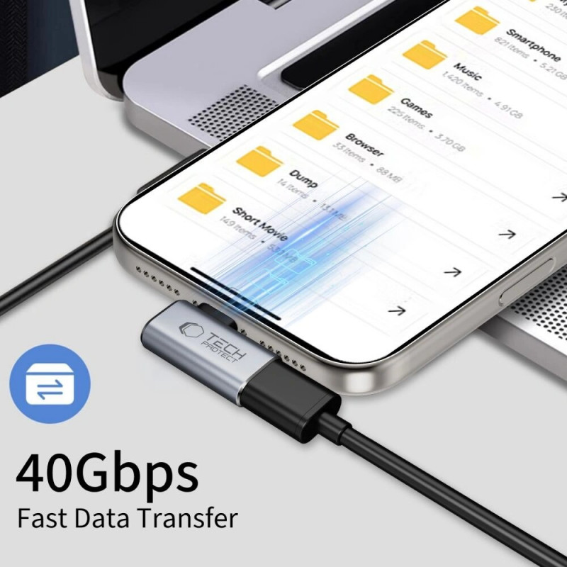 Adaptador angular USB-C Tech-Protect UltraBoost AA01, gris