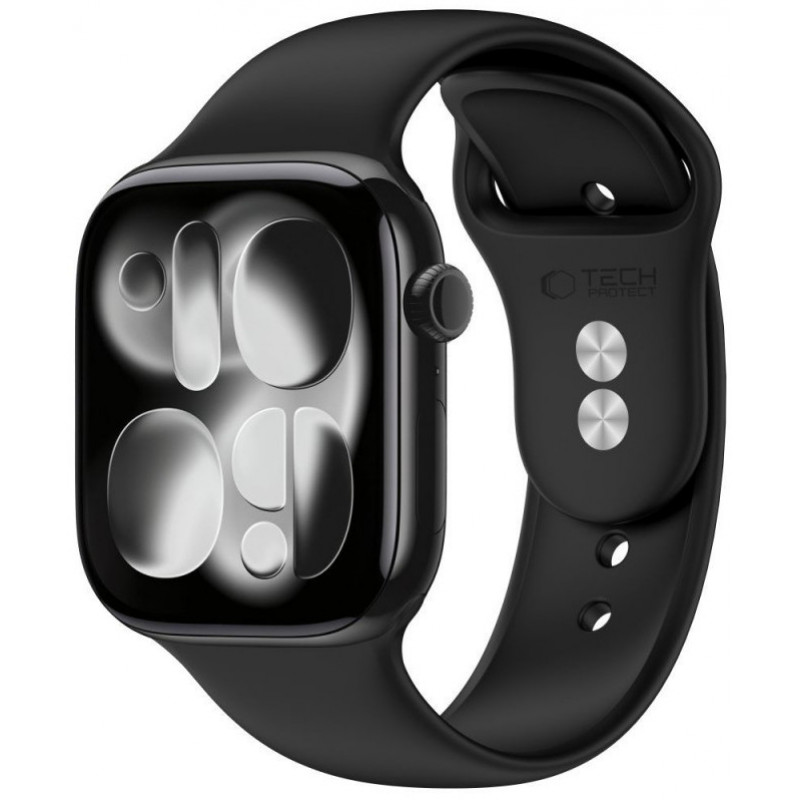 Correa de silicona Tech-Protect para Apple Watch 8 / 9 / 10 / 11 / 12 / SE / Ultra 44/45/46/49 mm, negra