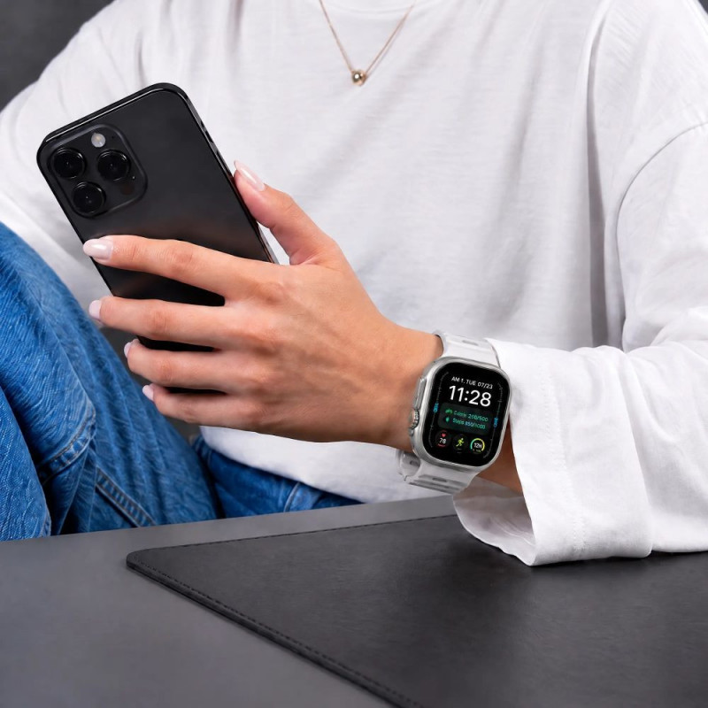 Correa Tech-Protect Silicone Line para Apple Watch 8 / 9 / 10 / 11 / 12 / SE / Ultra 44/45/46/49 mm, gris lunar