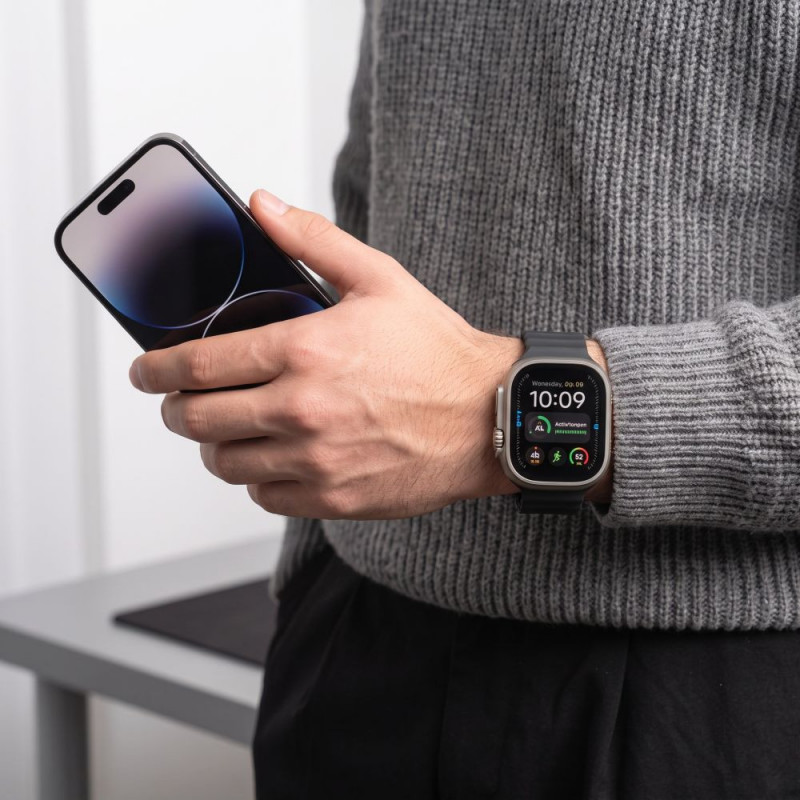 Correa Tech-Protect Silicone Line para Apple Watch 8 / 9 / 10 / 11 / 12 / SE / Ultra 44/45/46/49 mm, negra