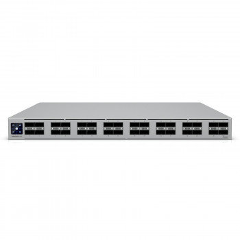 Ubiquiti UniFi Switch 32x QSFP28 100 Gbit, gestionado, montaje en rack de 19", pantalla táctil de 1.3"