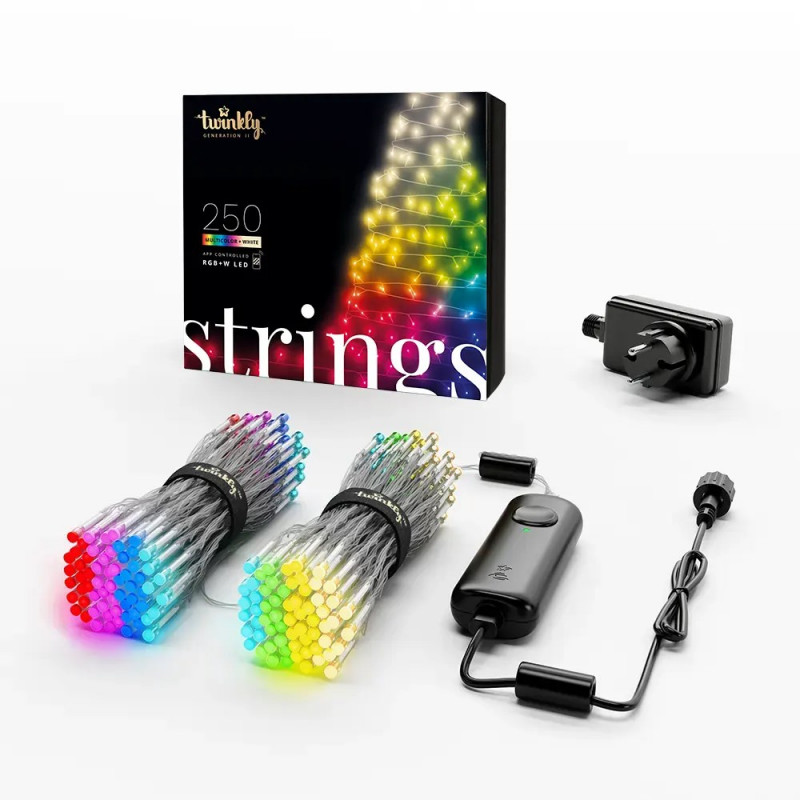Luces de cadena LED Twinkly Strings 250 TWS250SPP-TEU, 5 mm RGBW, transparente