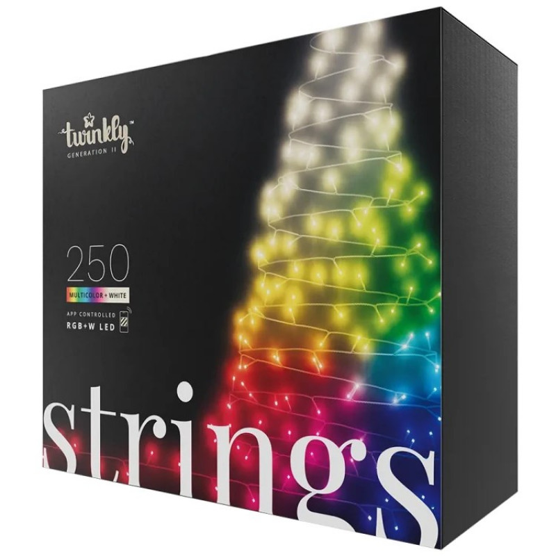 Luces de cadena LED Twinkly Strings 250 TWS250SPP-TEU, 5 mm RGBW, transparente