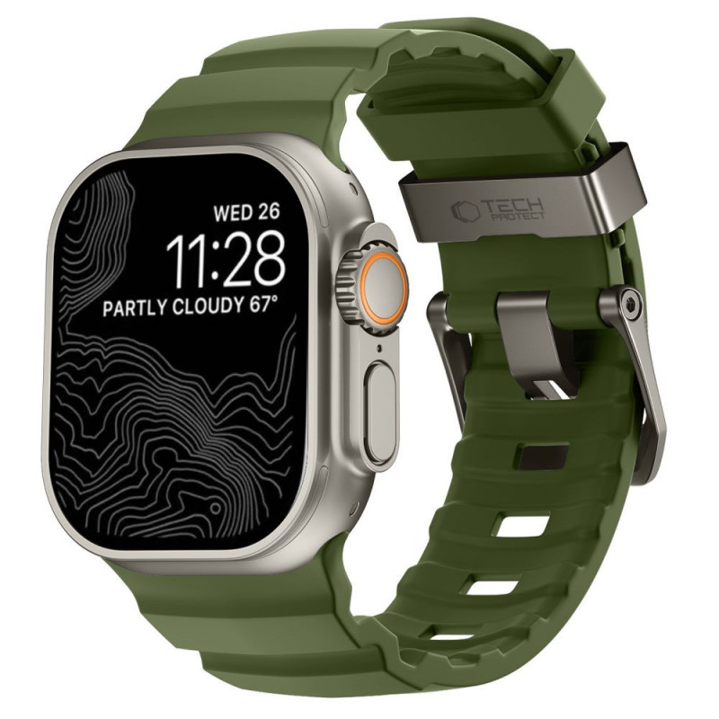 Correa Tech-Protect Motion para Apple Watch 8 / 9 / 10 / 11 / 12 / SE / Ultra 44/45/46/49 mm, verde táctica