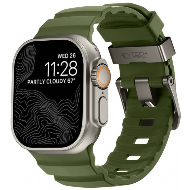 Correa Tech-Protect Motion para Apple Watch 8 / 9 / 10 / 11 / 12 / SE / Ultra 44/45/46/49 mm, verde táctica