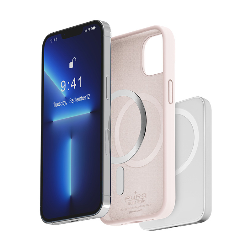 Funda de silicona MagSafe Puro ICON MAG para Apple iPhone 14 Pro Max, rosa polvoriento