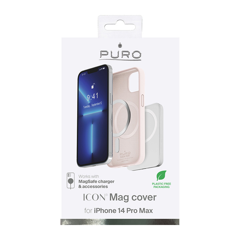 Funda de silicona MagSafe Puro ICON MAG para Apple iPhone 14 Pro Max, rosa polvoriento