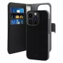Funda Puro Wallet Detachable MagSafe 2en1 de piel sintética con solapa y cartera para iPhone 14 Pro Max, negra