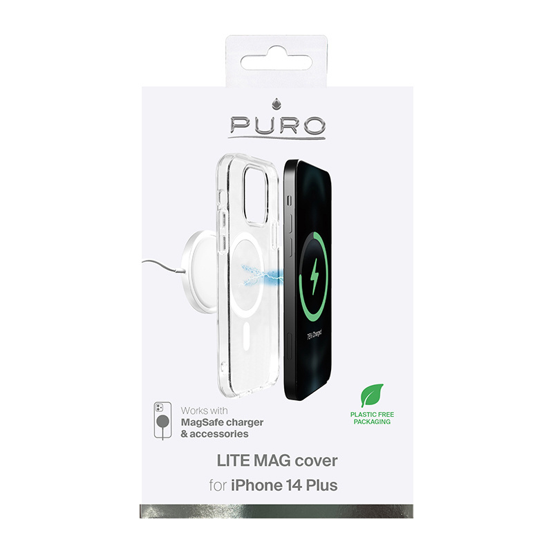 Funda Puro Litemag MagSafe para Apple iPhone 14 Plus / 15 Plus, transparente