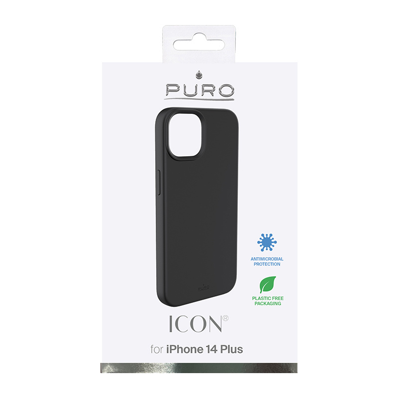 Funda antimicrobiana Puro ICON para Apple iPhone 14 Plus / 15 Plus, negra