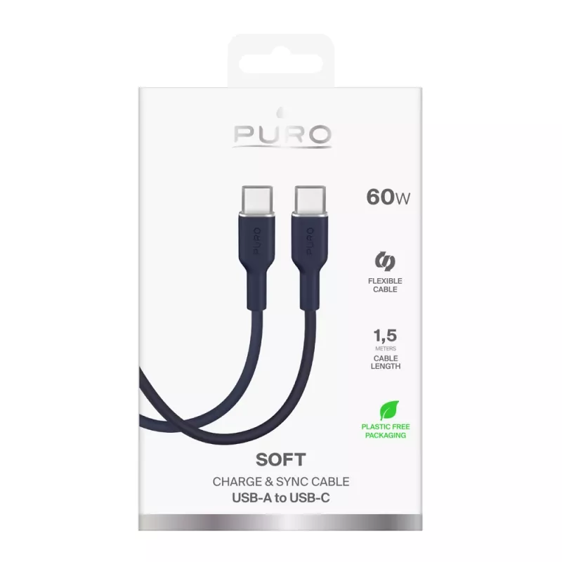 Cable Puro Icon 60W USB-C a USB-C de 1,5 m, azul marino