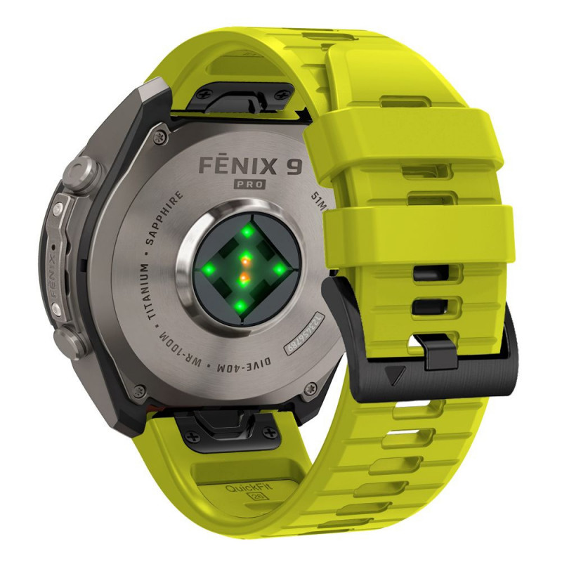 Correa de reloj de silicona Tech-Protect para Garmin Fenix 5 / 6 / 6 Pro / 7 / 8 / 8 Pro / E / 9 / 9 Pro 47 mm, Volt Lime