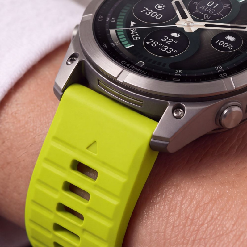 Correa de reloj de silicona Tech-Protect para Garmin Fenix 5 / 6 / 6 Pro / 7 / 8 / 8 Pro / E / 9 / 9 Pro 51 mm, Volt Lime