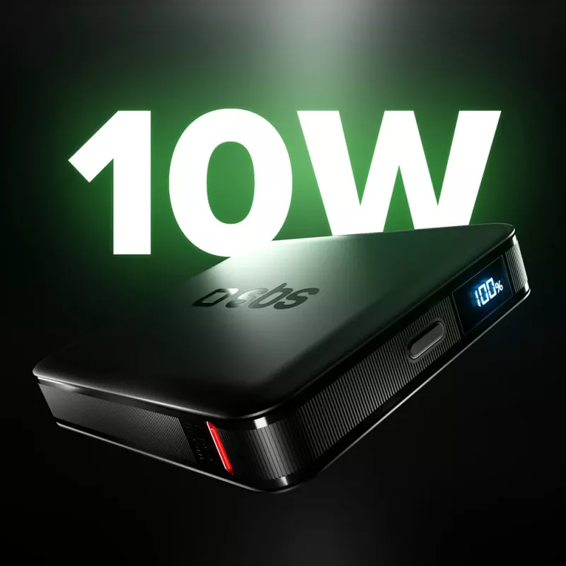 Batería externa SBS HD 10W 5000mAh USB-C con pantalla LCD, negra