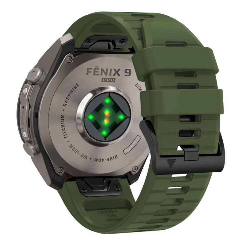 Correa de reloj de silicona Tech-Protect para Garmin Fenix 5 / 6 / 6 Pro / 7 / 8 / 8 Pro / E / 9 / 9 Pro 51 mm, verde militar