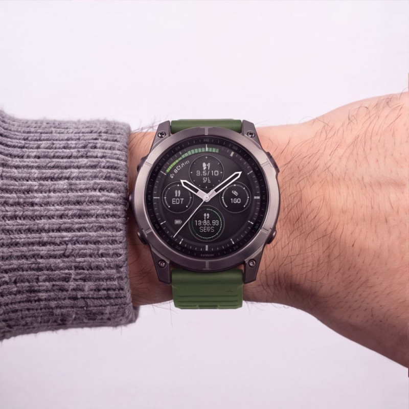 Correa de reloj de silicona Tech-Protect para Garmin Fenix 5 / 6 / 6 Pro / 7 / 8 / 8 Pro / E / 9 / 9 Pro 51 mm, verde militar