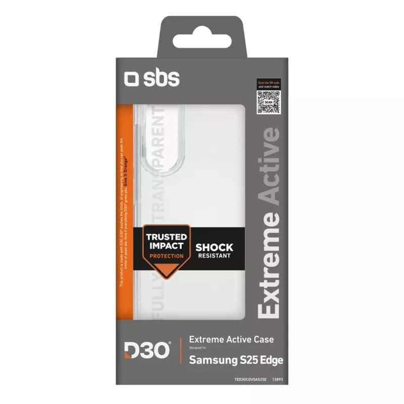 Funda SBS D3O para Samsung Galaxy S25 Edge, Transparente