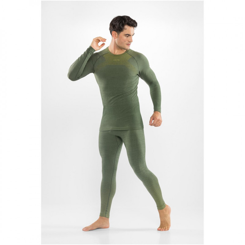 Conjunto de ropa interior térmica de merino para hombre Viking Altis Man Set, verde oscuro, M
