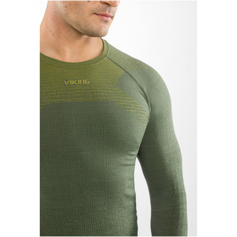 Conjunto de ropa interior térmica de merino para hombre Viking Altis Man Set, verde oscuro, M