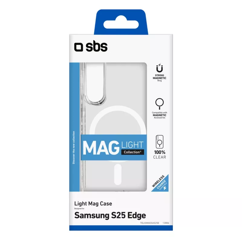 Funda SBS Light Mag para Samsung Galaxy S25 Edge, transparente