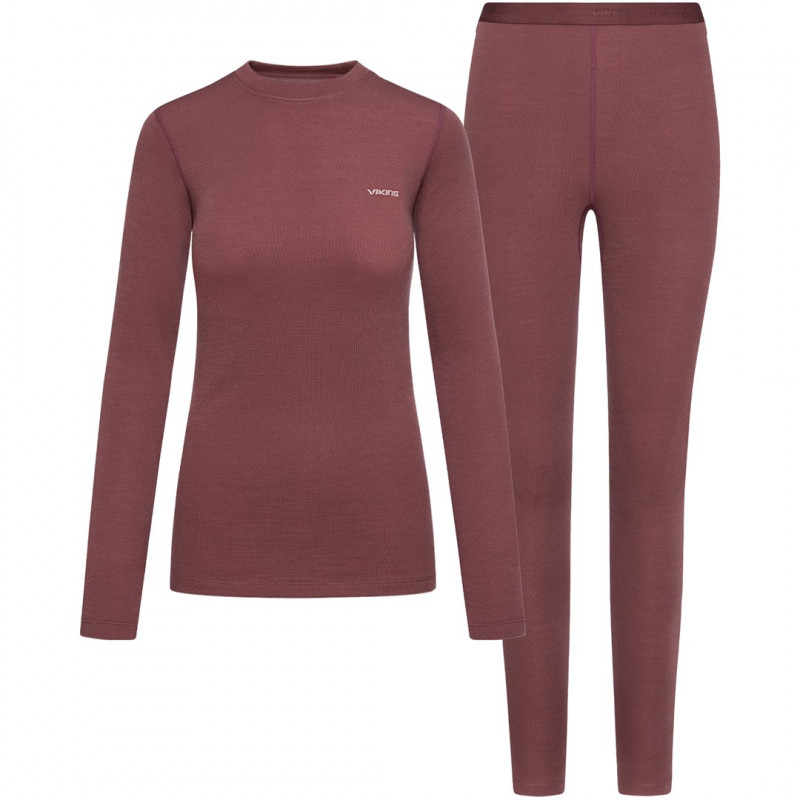 Conjunto de ropa interior térmica de mujer Viking Meriboo Lady Set Merino, rosa, M