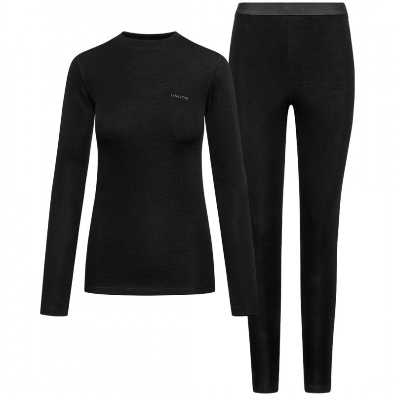 Conjunto de ropa interior térmica de mujer Viking Meriboo Lady Set Merino, negro, S