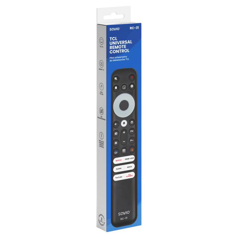 Mando a distancia universal/de sustitución Savio RC-31 para TV TCL – SMART TV