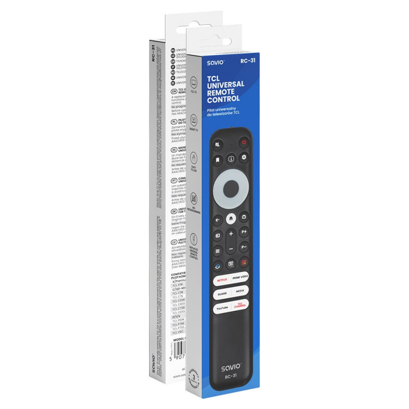 Mando a distancia universal/de sustitución Savio RC-31 para TV TCL – SMART TV