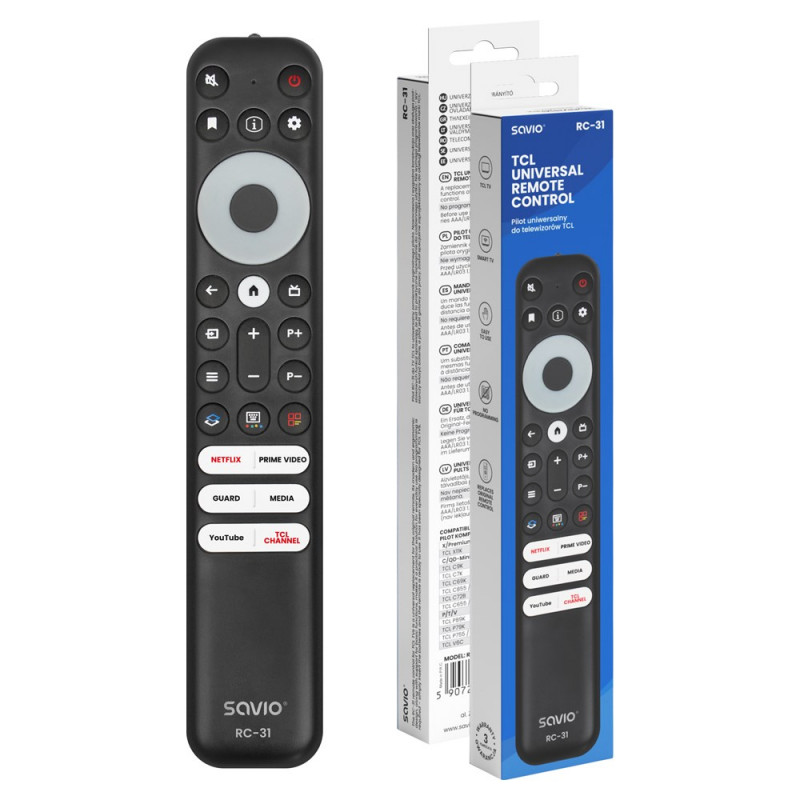 Mando a distancia universal/de sustitución Savio RC-31 para TV TCL – SMART TV