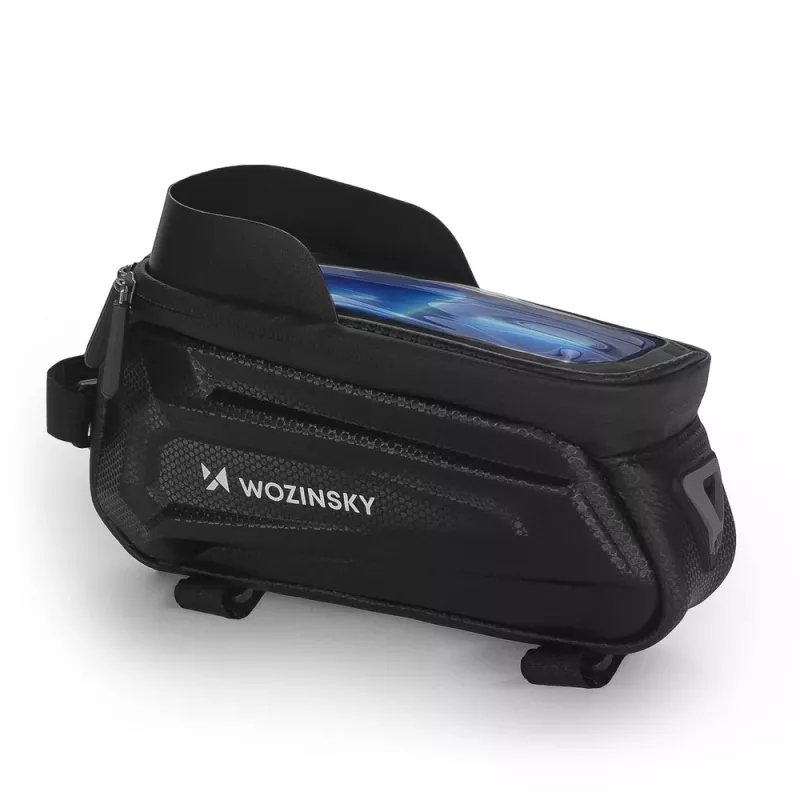 Bolsa de cuadro para bicicleta Wozinsky WBB28BK con funda para teléfono, 1,7 L, negra
