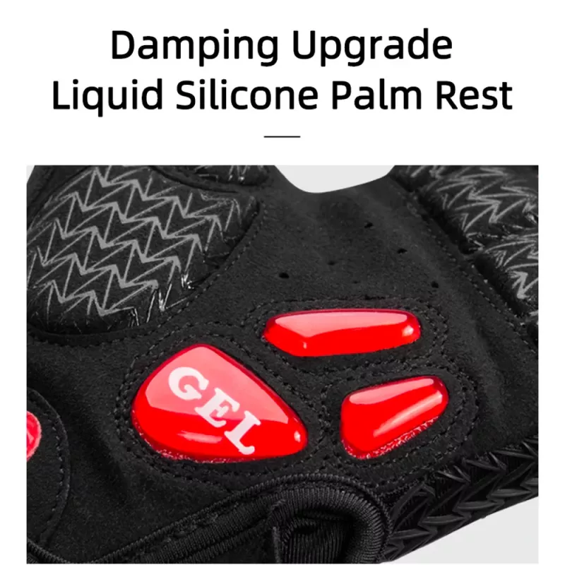Guantes de ciclismo Rockbros S169BR con inserciones de gel, talla S, negro y rojo