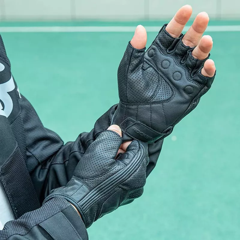 Guantes de moto de eco-cuero Rockbros 16220006003, talla L, negros