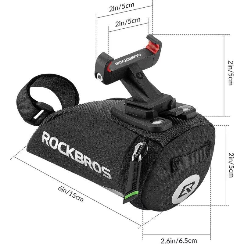 Bolsa de sillín para bicicleta Rockbros C28, negra