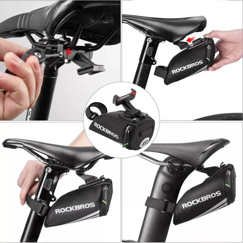 Bolsa de sillín para bicicleta Rockbros C28, negra