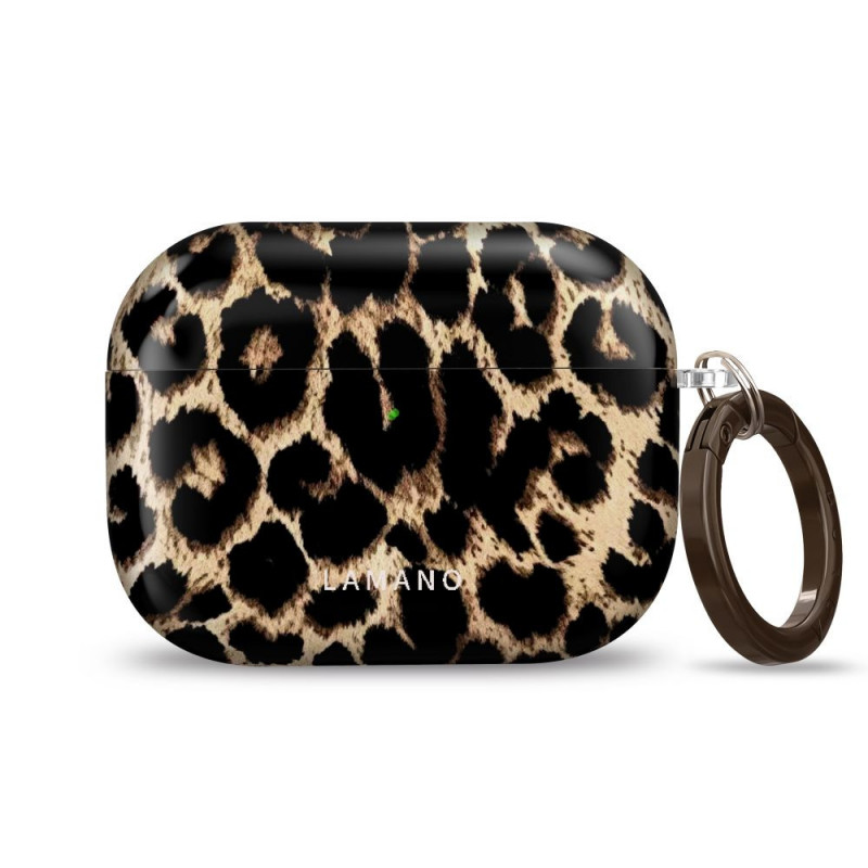 Funda Tech-Protect Lamano para Apple AirPods Pro 3 con mosquetón, Exotic Touch (negro y marrón)