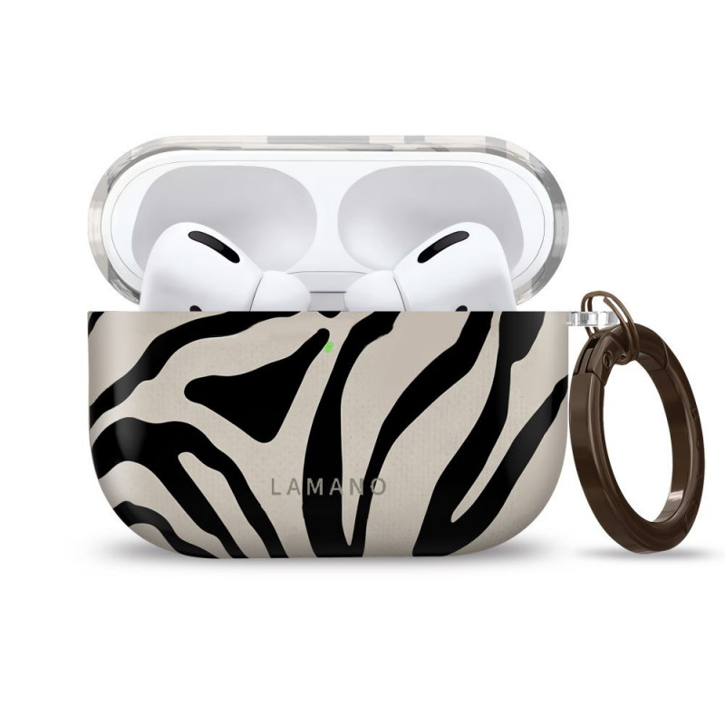 Funda Tech-Protect Lamano para Apple AirPods Pro 3 con mosquetón, Nature Muse (negro y beige)