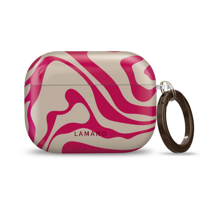 Funda Tech-Protect Lamano para Apple AirPods Pro 3 con mosquetón, Flamingo Bloom (rosa y beige)