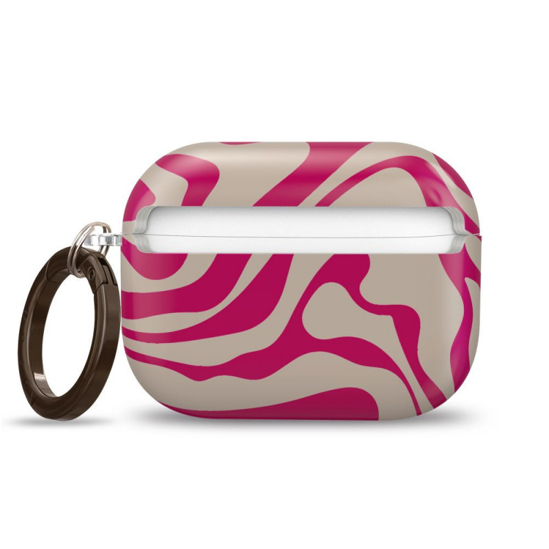 Funda Tech-Protect Lamano para Apple AirPods Pro 3 con mosquetón, Flamingo Bloom (rosa y beige)