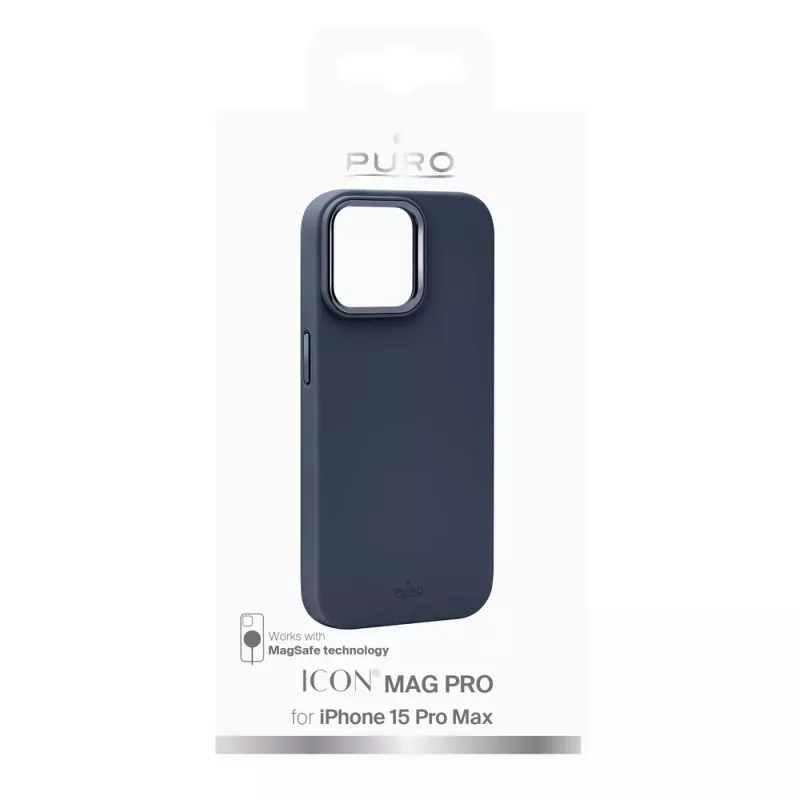 Funda de silicona MagSafe Puro Icon Mag Pro para Apple iPhone 15 Pro Max, azul oscuro