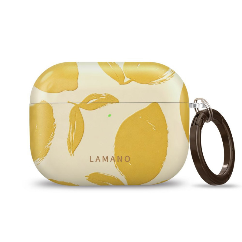 Funda Tech-Protect Lamano para Apple AirPods Pro 3 con mosquetón, Lemon Haze (amarillo y blanco)