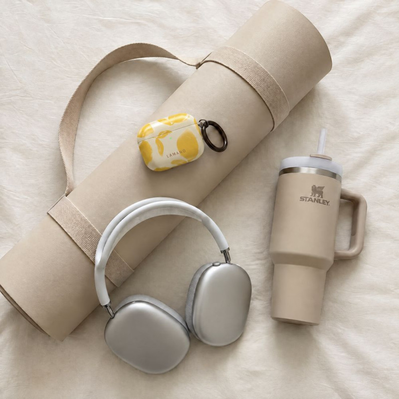 Funda Tech-Protect Lamano para Apple AirPods Pro 3 con mosquetón, Lemon Haze (amarillo y blanco)