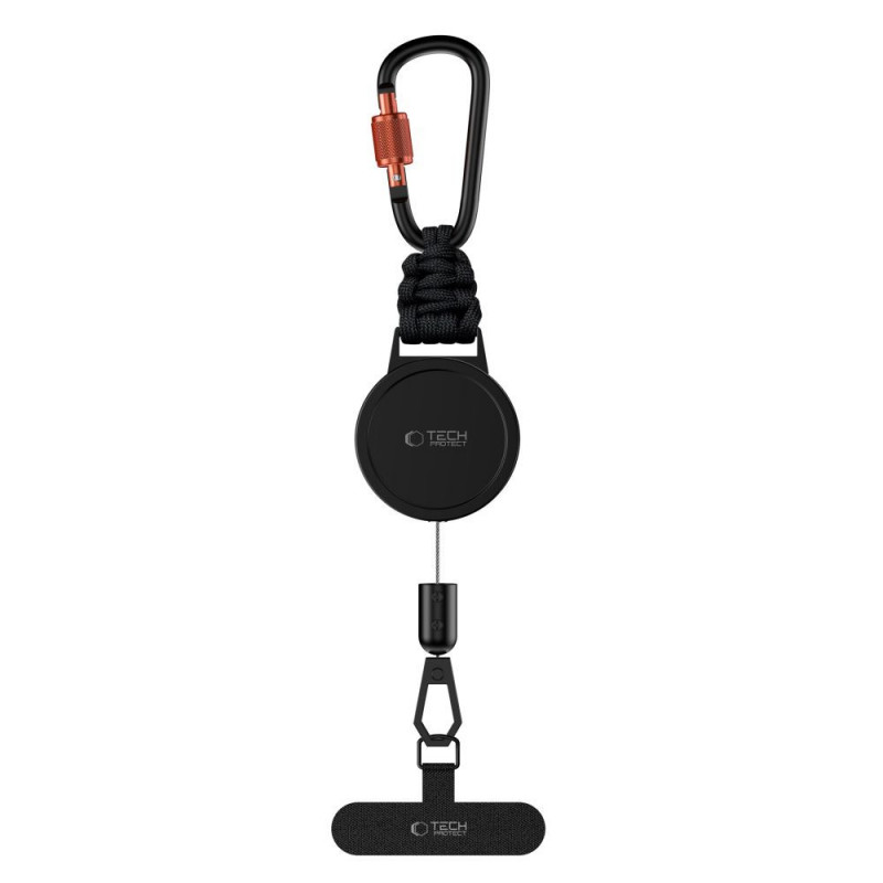 Tech-Protect ATH04 UrbanLoop Soporte antirrobo para teléfono con cable de acero retráctil, negro/naranja