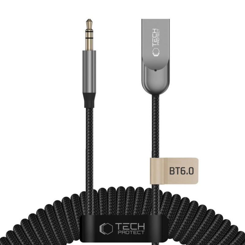 Adaptador de audio Tech-Protect Ultraboost AU04 Bluetooth 6.0 con AUX 3,5 mm, gris