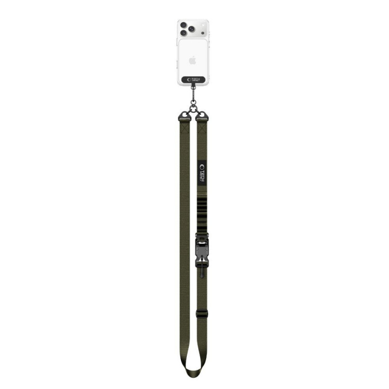 Correa cruzada para teléfono Tech-Protect C9S Rope, nailon, 91–140 cm, verde militar