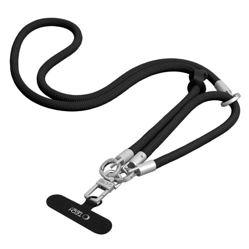 Conjunto de correa cruzada y correa de muñeca para teléfono Tech-Protect C10S Rope, negro/titanio