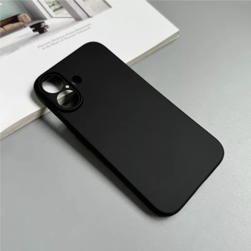 Funda blanda Hurtel para iPhone 16 Plus, negra