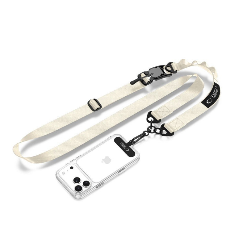 Correa cruzada para teléfono Tech-Protect C9S Rope, nailon, 91–140 cm, beige desierto