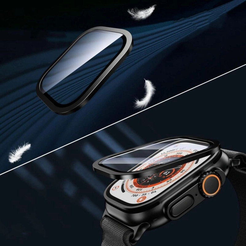 Protector de pantalla Tech-Protect Glass Ring de cristal templado para Apple Watch Ultra 49 mm, plata y negro (2 uds.)